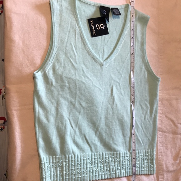 Knitwear Knit light green cyan color Sleeveless Top size M - Picture 3 of 11